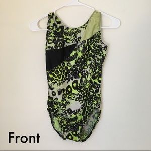 Green Leopard Print Gymnastics Leotard